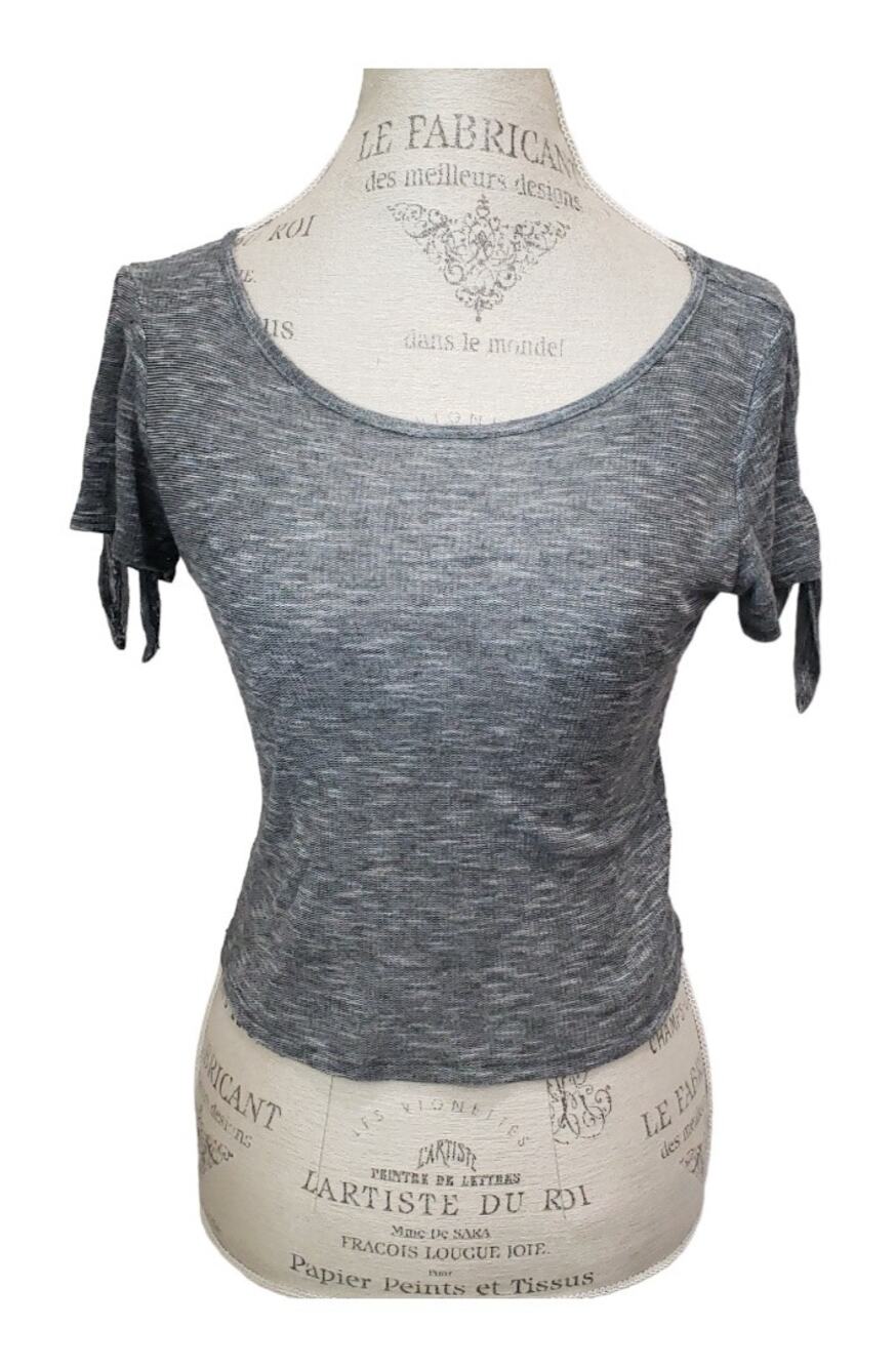 Love J Gray Short Sleeve Shirt Crop Top | Size Medium